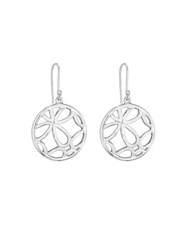 Round Quatrefoil Sterling Silver Earrings on Silver Earwire