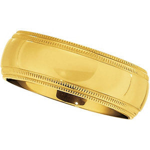 Gold Immerse Plated Titanium Ridged Men's Band with Double Milgrain