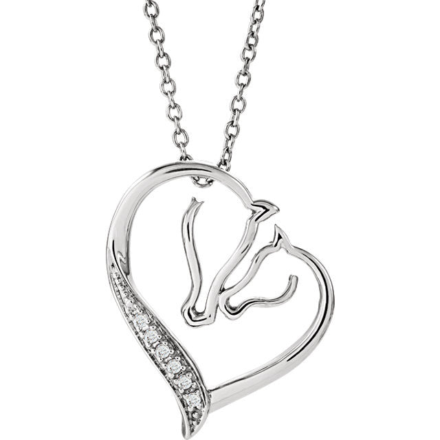 Tender Voices SS 0.03 CTW Diamond Horse Heart Necklace