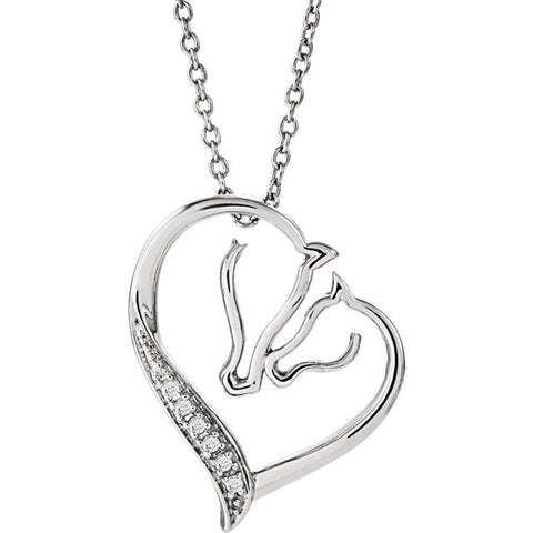 Tender Voices SS 0.03 CTW Diamond Horse Heart Necklace