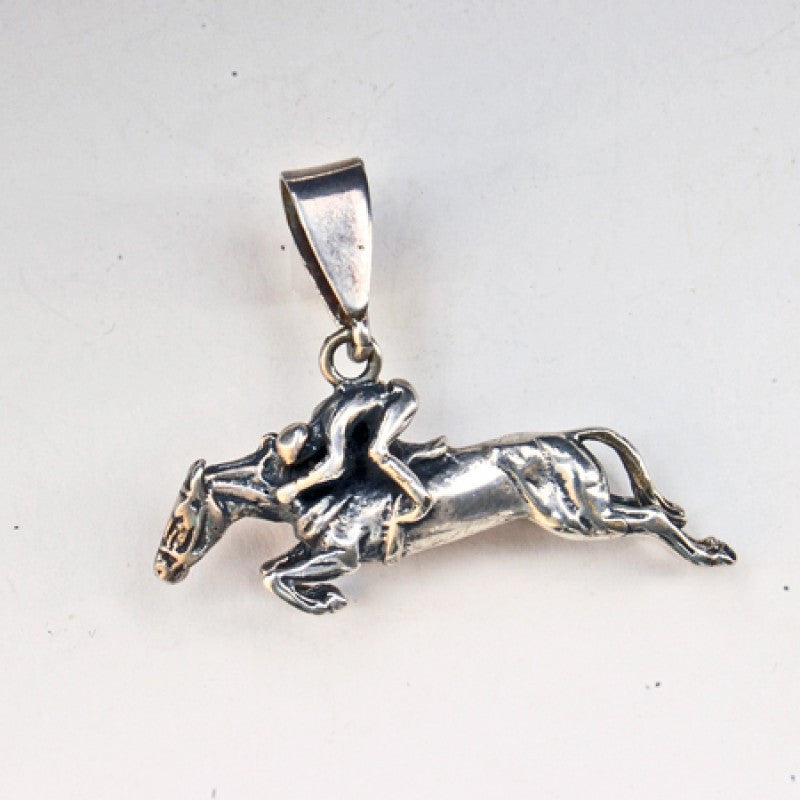 Silver Jumper Horse Pendant