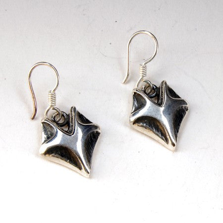 Sterling Silver Oxidized Silver Fox Head Earrings