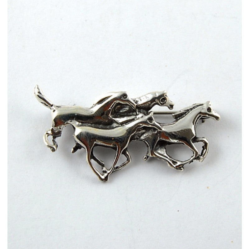 Silver Four Horse Pin