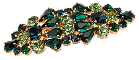 Frankfurt Barette Peridot/Emerald/Sapp/Gold With Swarovski