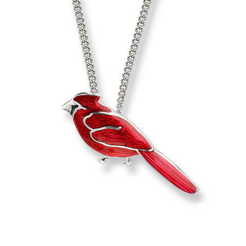 Enamel on Sterling Silver Red Cardinal