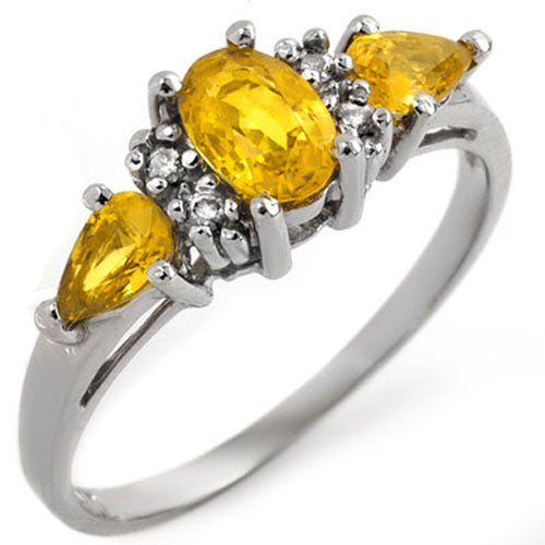 natural yellow sapphire and diamond white gold ring